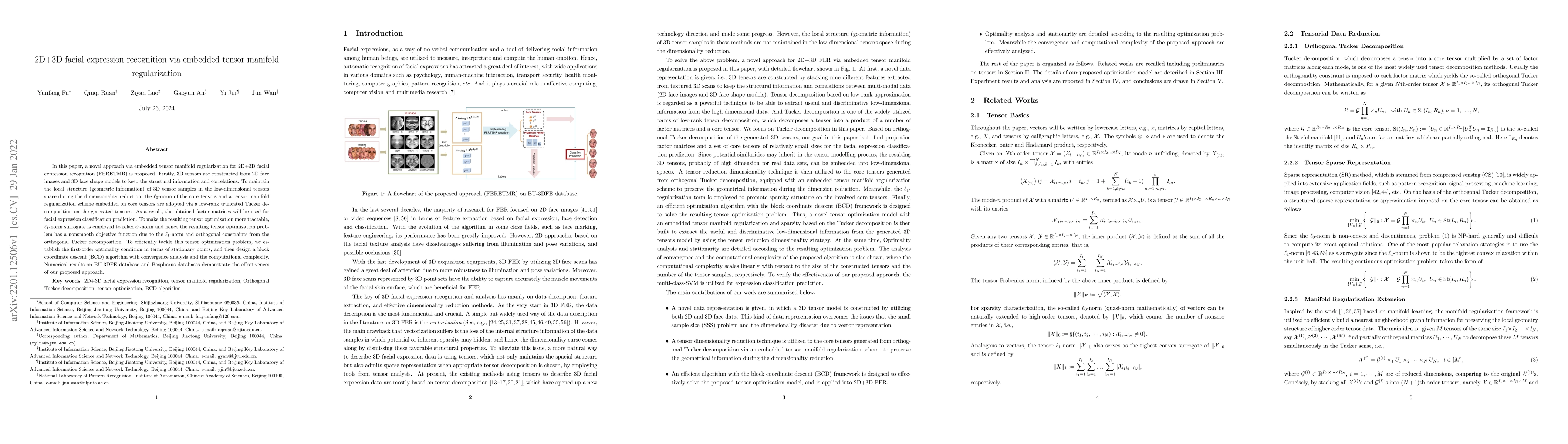 Thumbnail for 2D+3D facial expression recognition via embedded tensor manifold
  regularization
