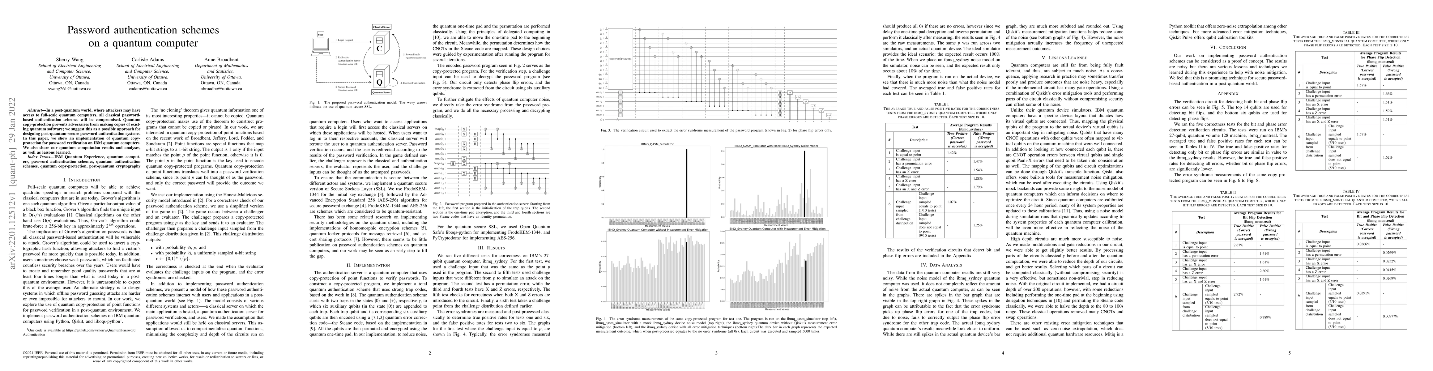 Thumbnail for Password authentication schemes on a quantum computer