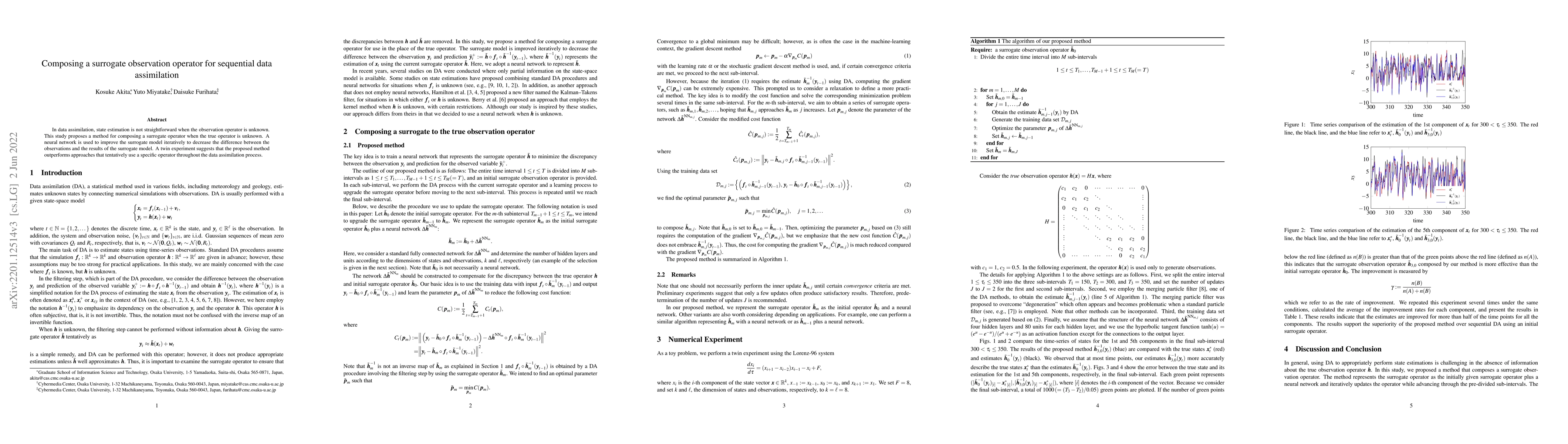 Thumbnail for Composing a surrogate observation operator for sequential data
  assimilation