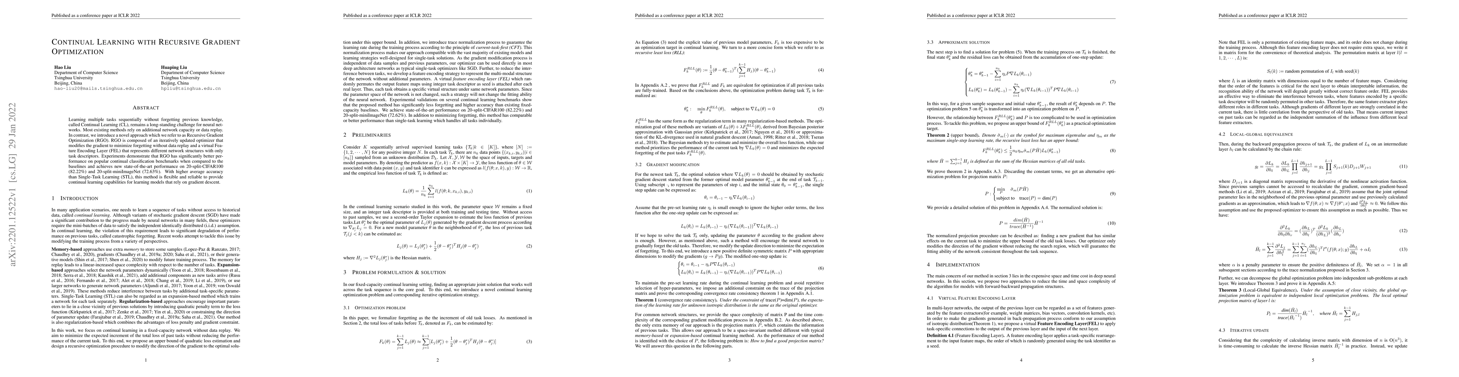 Thumbnail for Continual Learning with Recursive Gradient Optimization