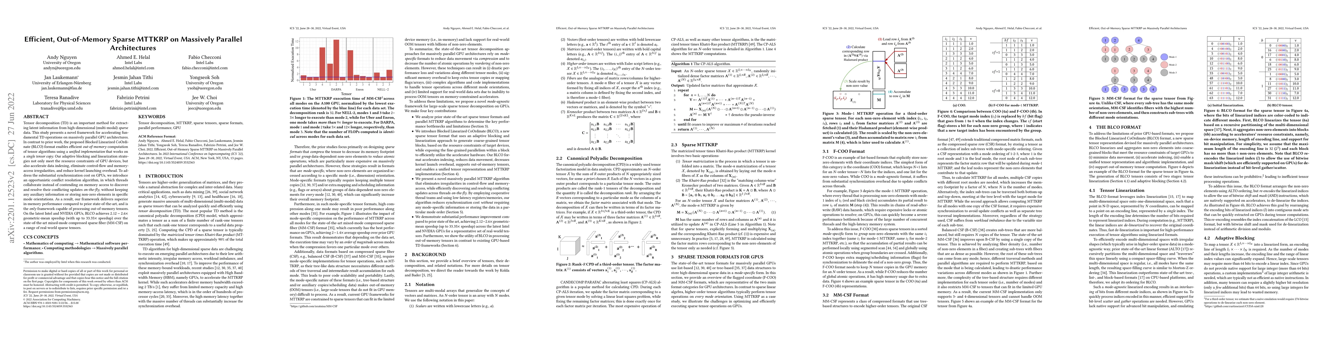 Thumbnail for Efficient, Out-of-Memory Sparse MTTKRP on Massively Parallel
  Architectures