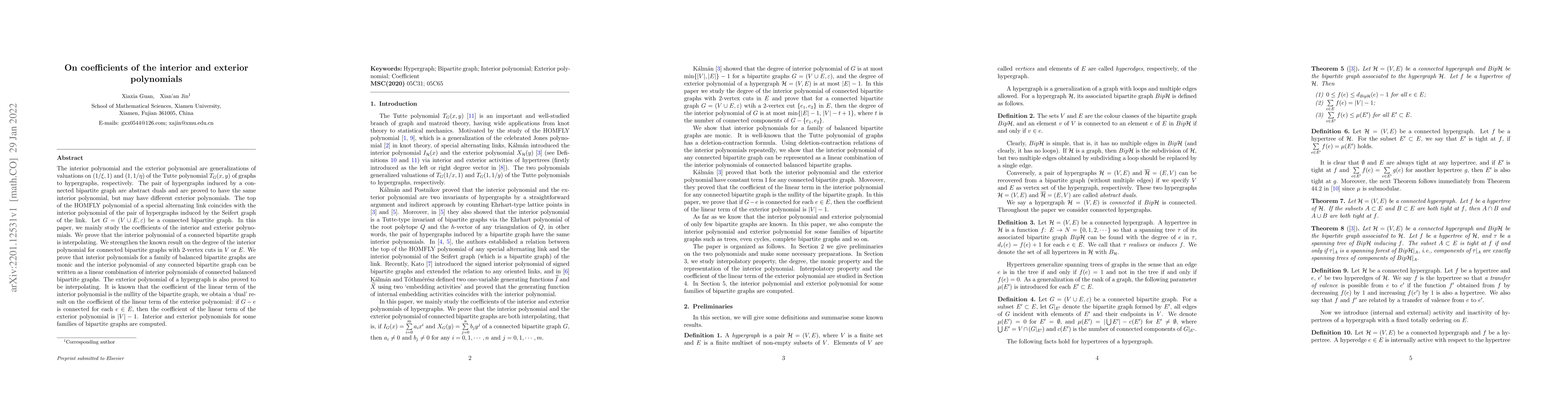 Thumbnail for On coefficients of the interior and exterior polynomials