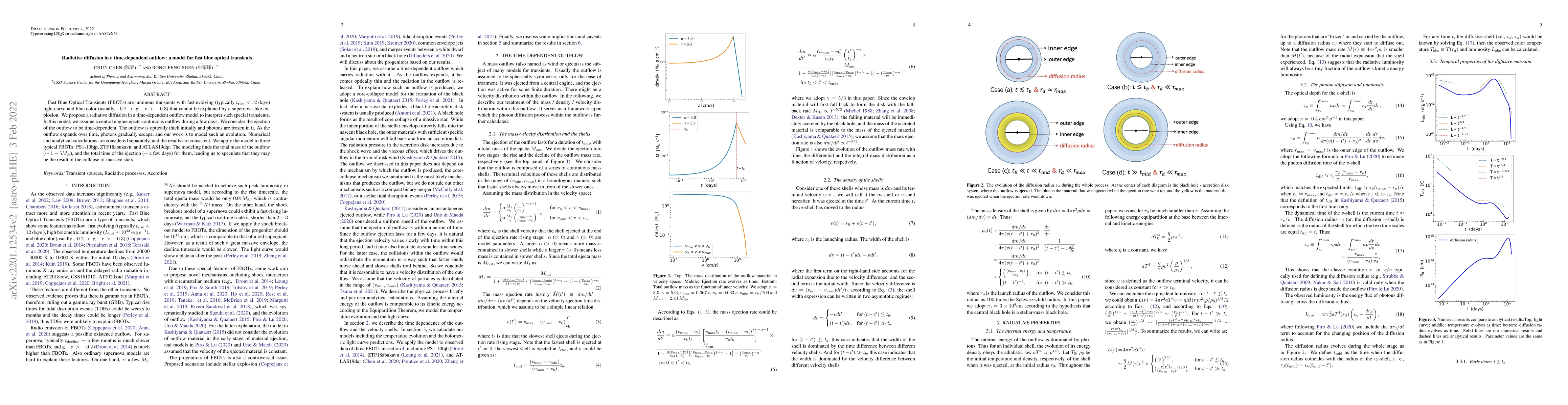 Thumbnail for Radiative diffusion in a time-dependent outflow: a model for fast blue
  optical transients