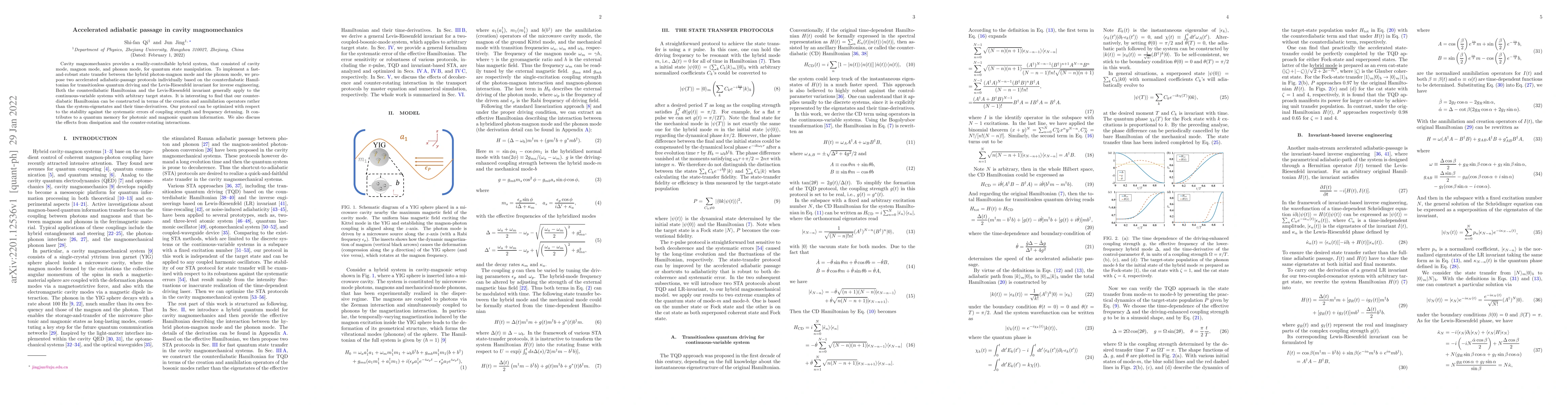 Thumbnail for Accelerated adiabatic passage in cavity magnomechanics
