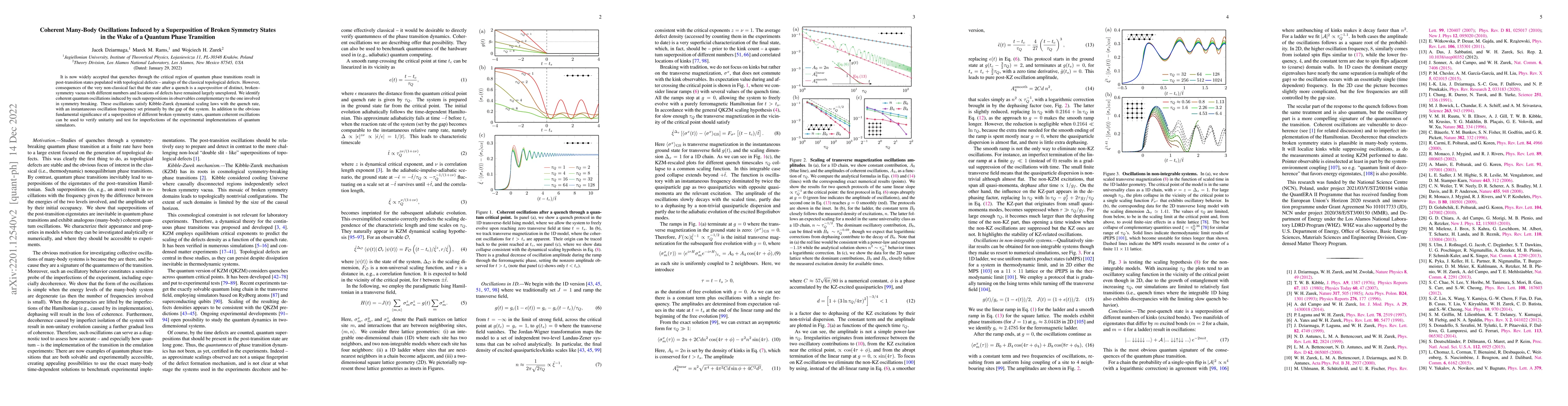 Thumbnail for Coherent Many-Body Oscillations Induced by a Superposition of Broken
  Symmetry States in the Wake of a Quantum Phase Transition