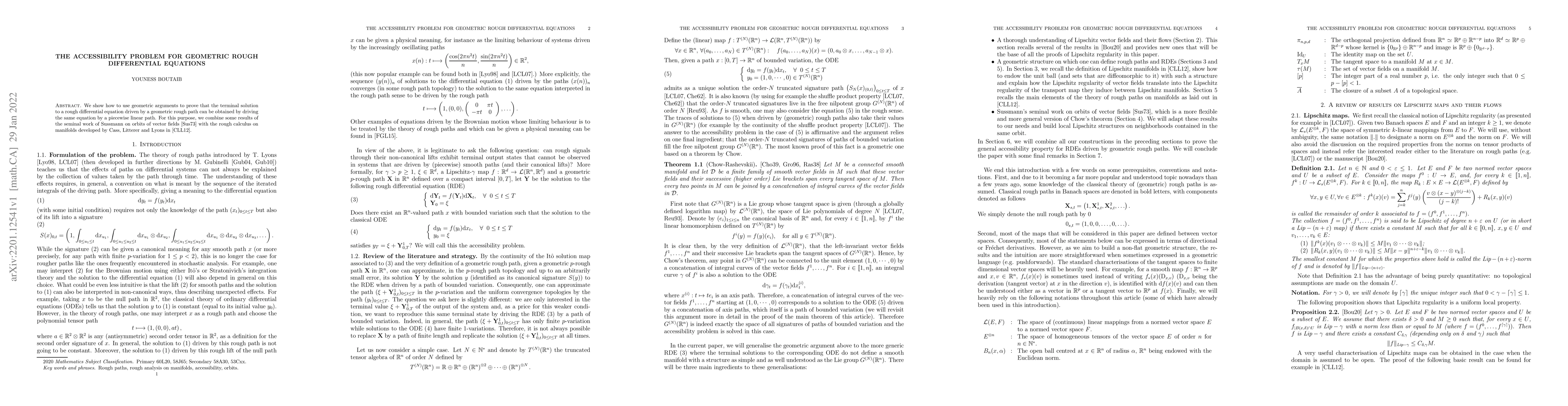 Thumbnail for The accessibility problem for geometric rough differential equations
