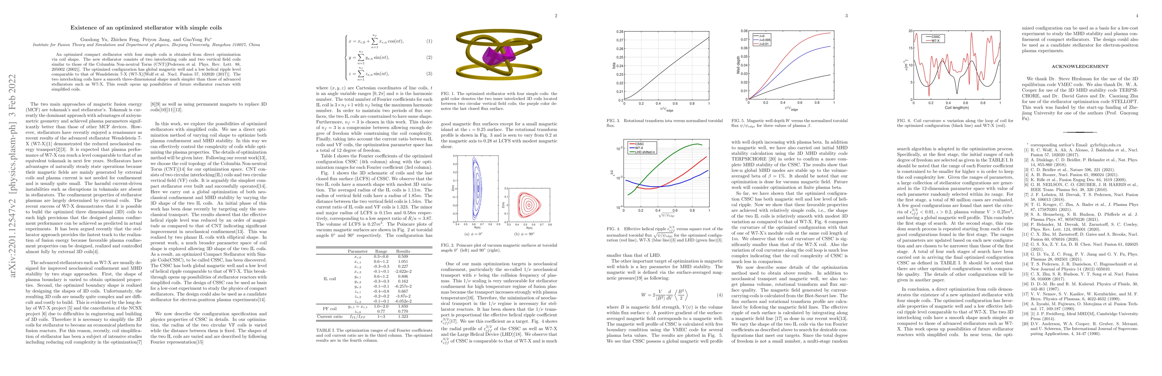 Thumbnail for Existence of an optimized stellarator with simple coils