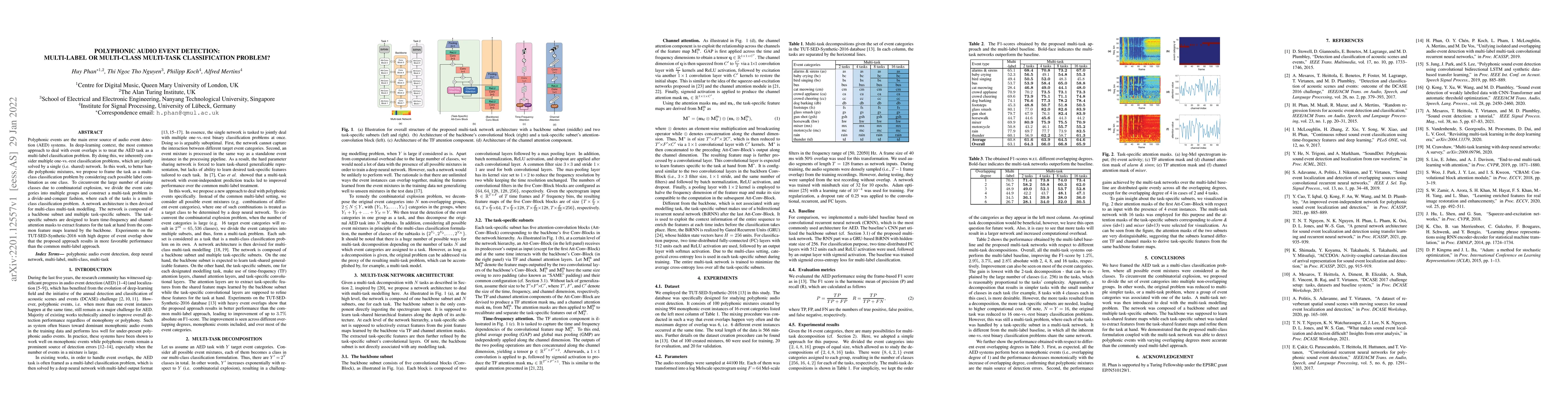 Thumbnail for Polyphonic audio event detection: multi-label or multi-class multi-task
  classification problem?