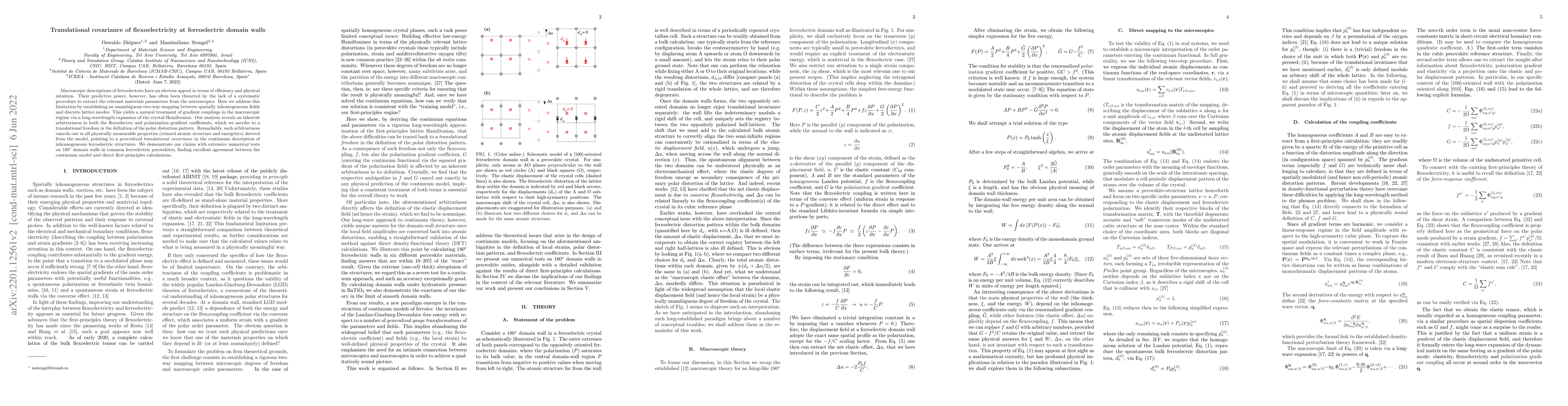 Thumbnail for Translational covariance of flexoelectricity at ferroelectric domain
  walls