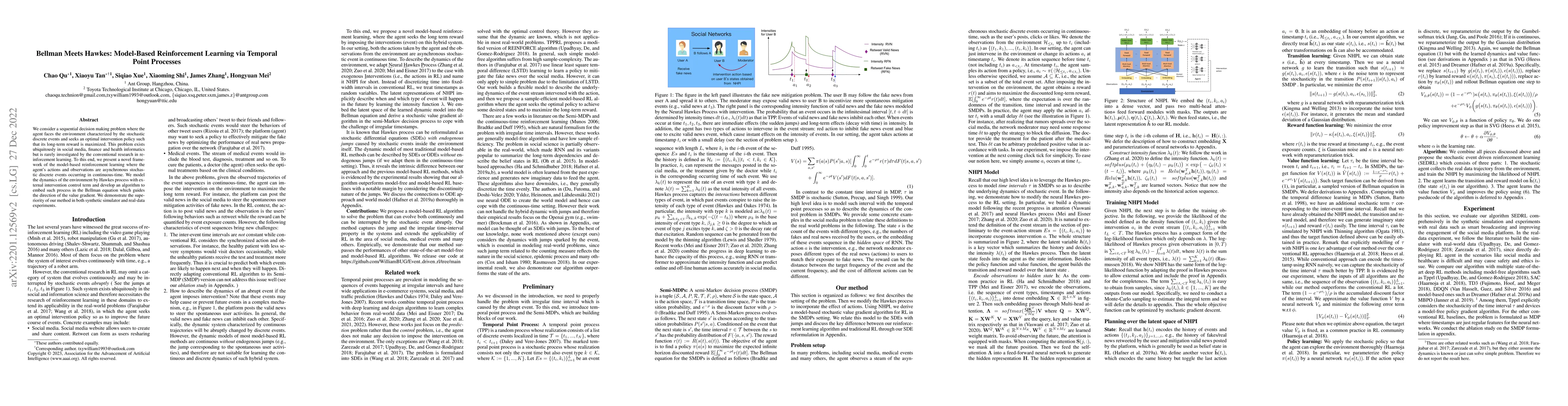 Thumbnail for Bellman Meets Hawkes: Model-Based Reinforcement Learning via Temporal
  Point Processes