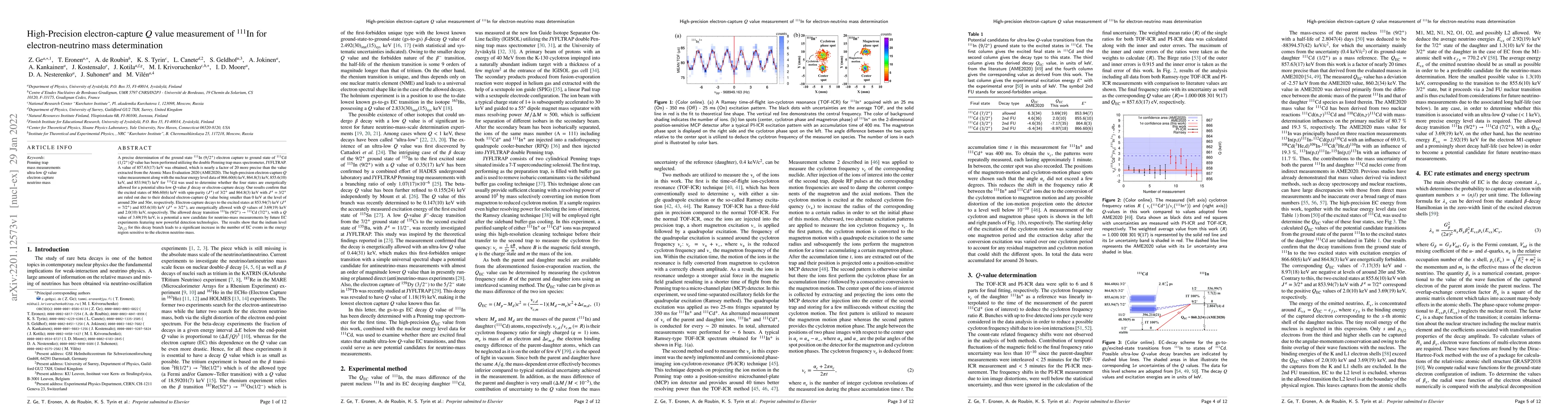 Thumbnail for High-precision electron-capture $Q$ value measurement of $^{111}$In for
  electron-neutrino mass determination