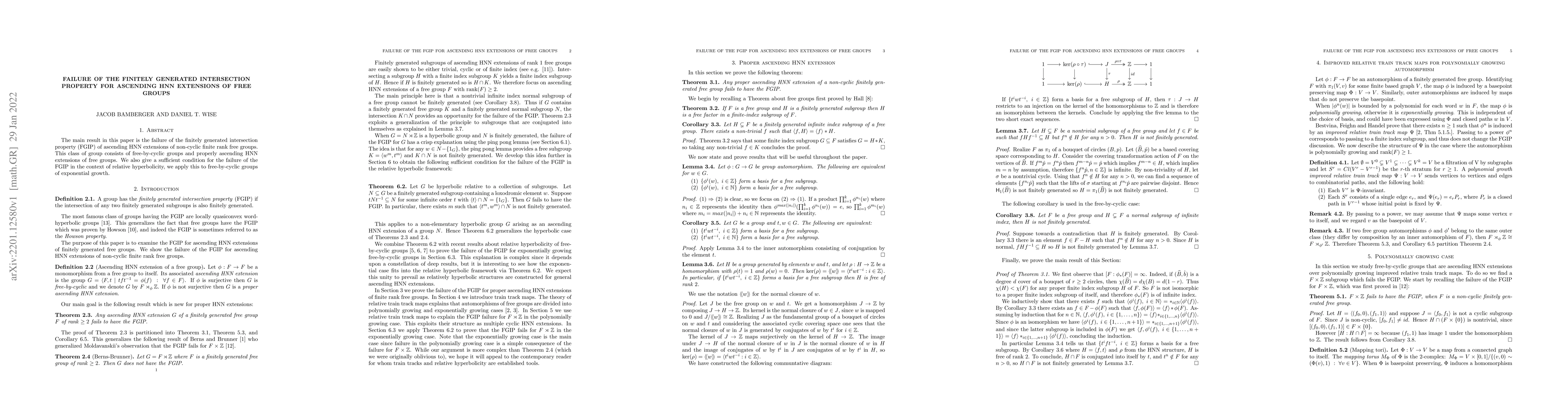 Thumbnail for Failure of the finitely generated intersection property for ascending
  HNN extensions of free groups
