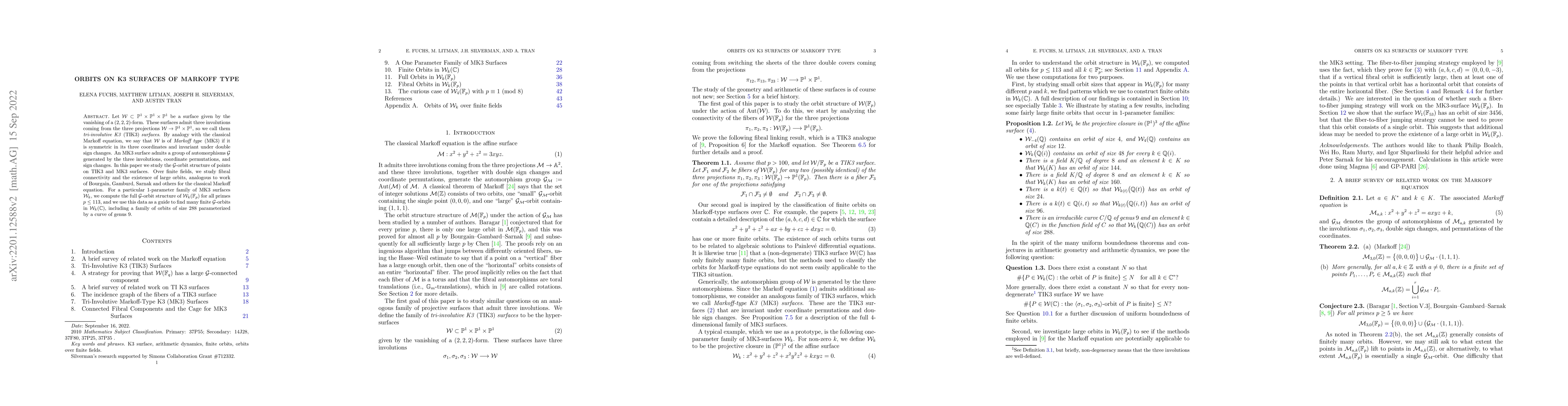Thumbnail for Orbits on K3 Surfaces of Markoff Type