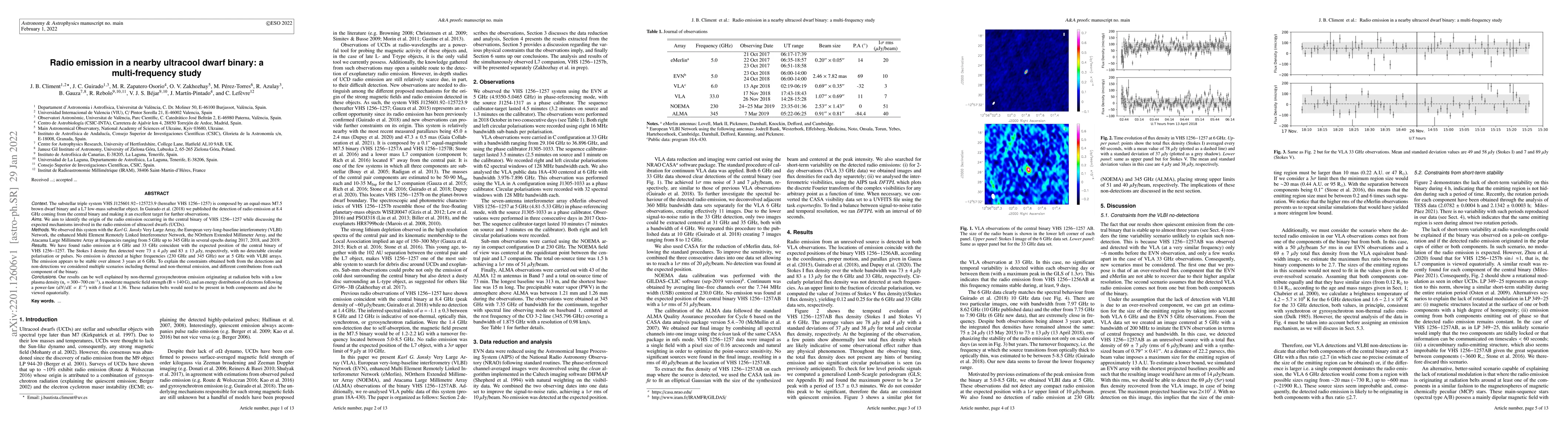 Thumbnail for Radio emission in a nearby ultracool dwarf binary: a multi-frequency
  study