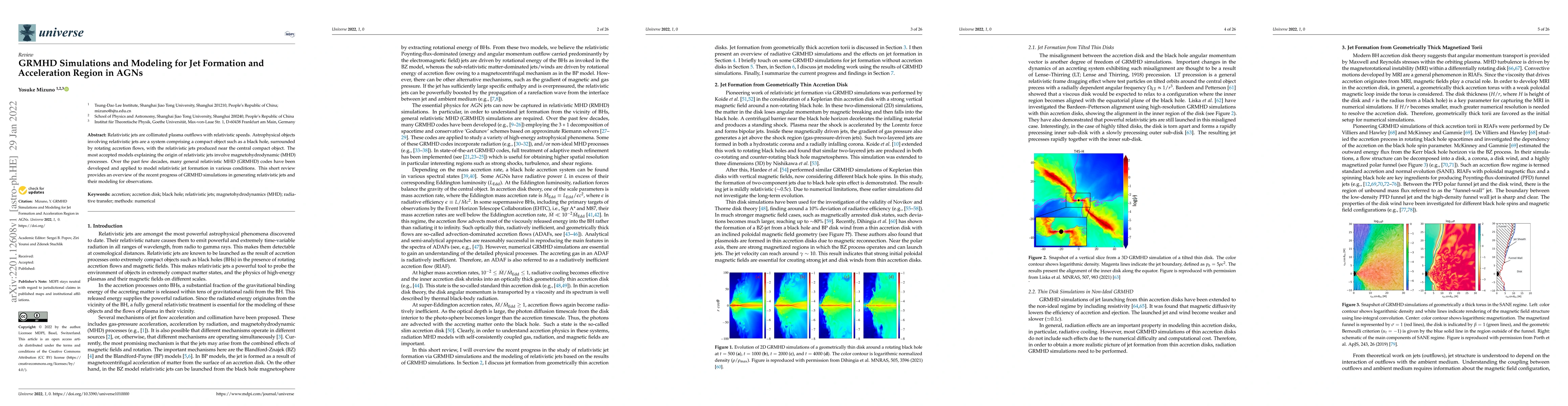 Thumbnail for GRMHD Simulations and Modeling for Jet Formation and Acceleration Region
  in AGNs