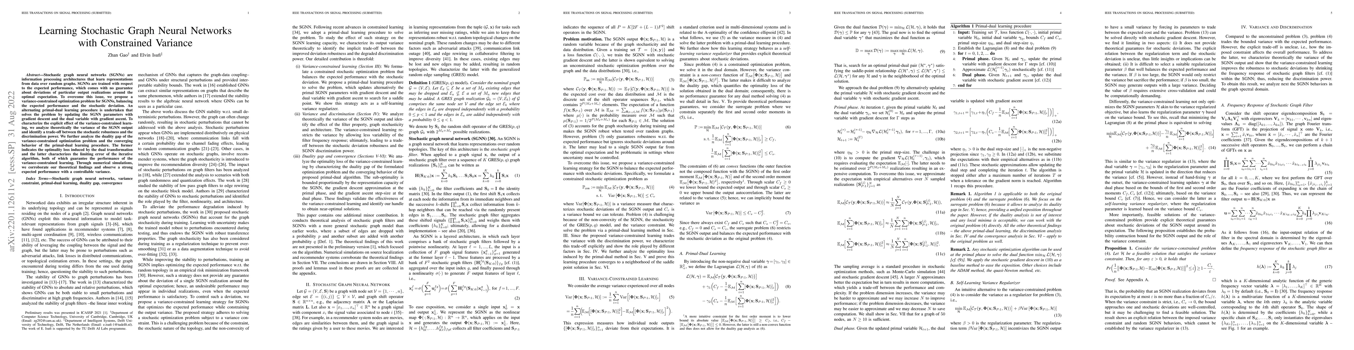 Thumbnail for Learning Stochastic Graph Neural Networks with Constrained Variance