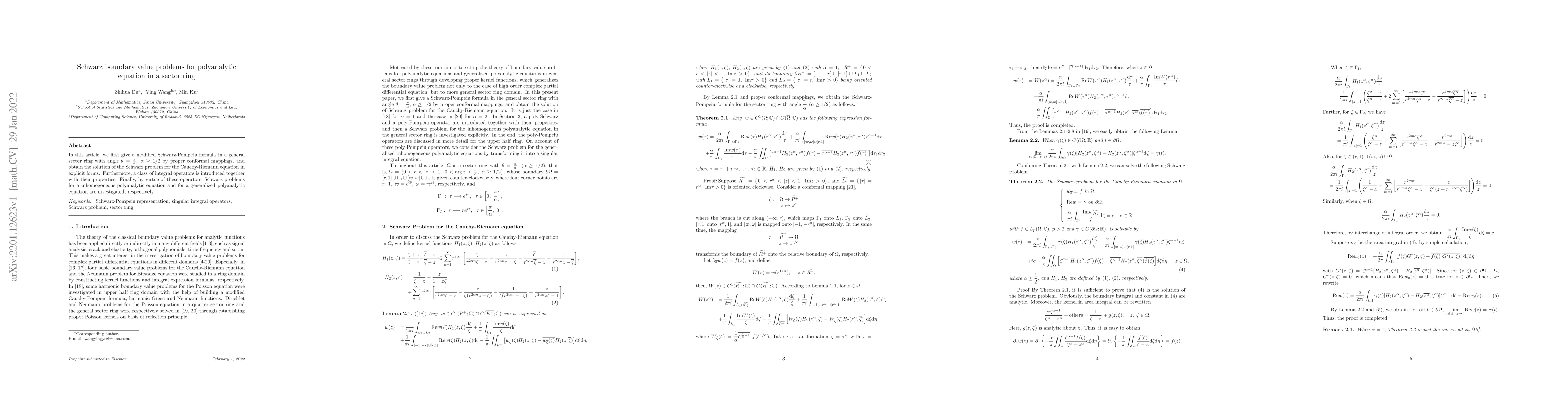 Thumbnail for Schwarz boundary value problems for polyanalytic equation in a sector
  ring