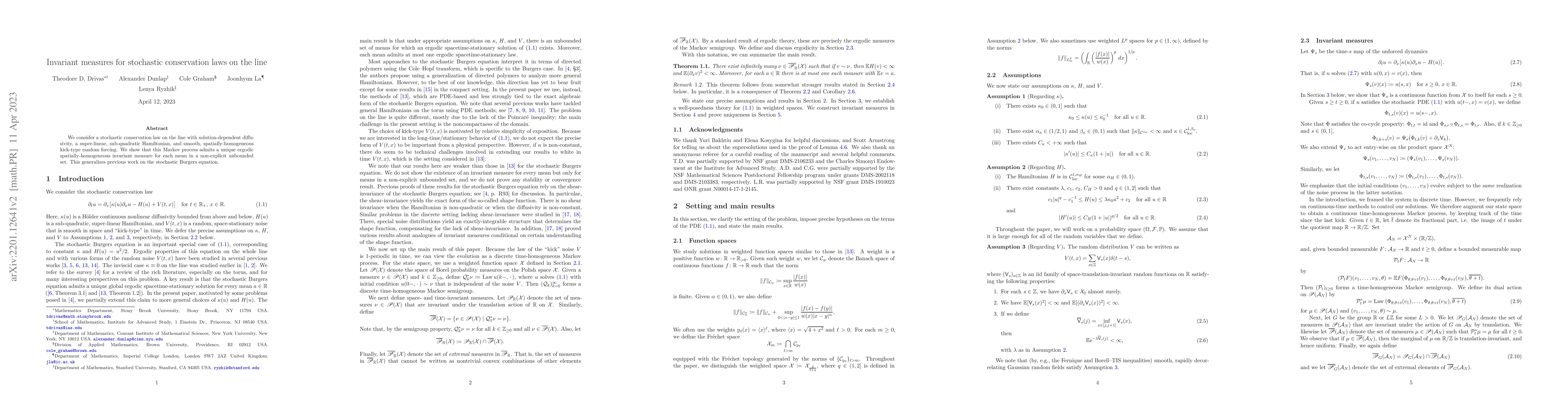 Thumbnail for Invariant measures for stochastic conservation laws on the line