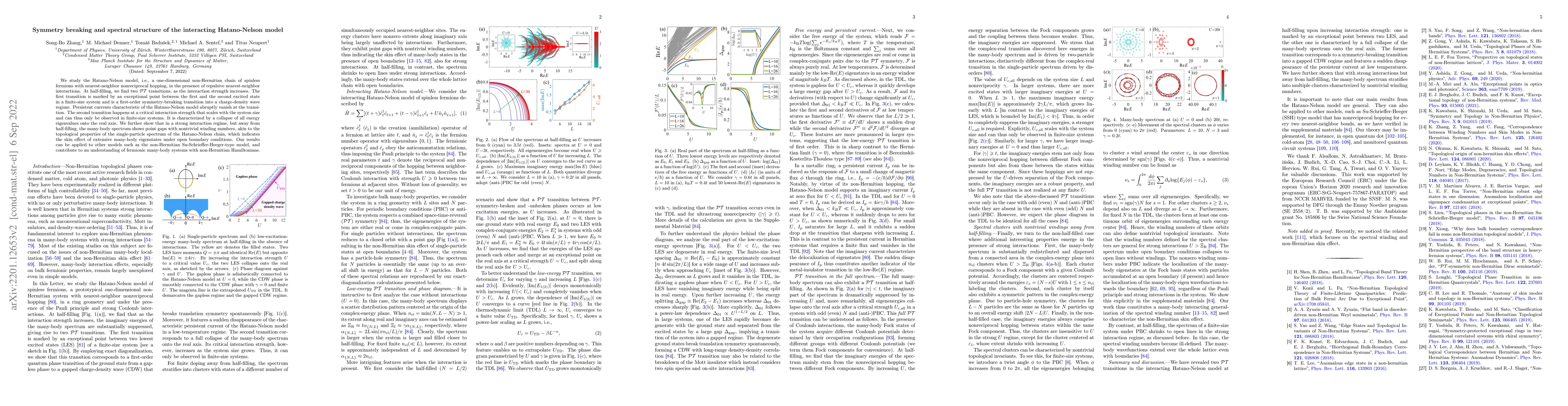 Thumbnail for Symmetry breaking and spectral structure of the interacting
  Hatano-Nelson model