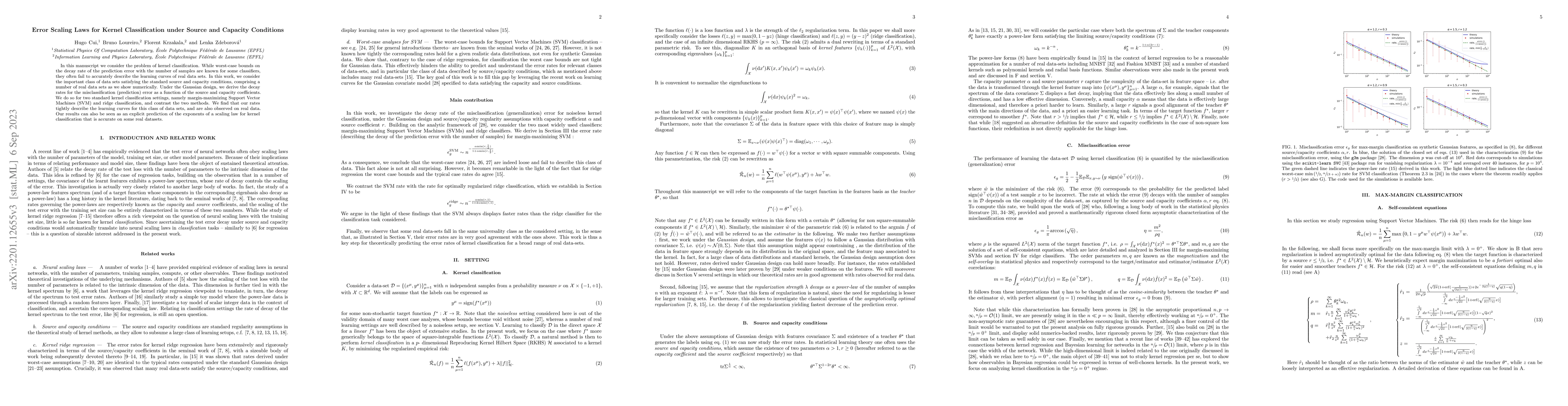 Thumbnail for Error Scaling Laws for Kernel Classification under Source and Capacity
  Conditions