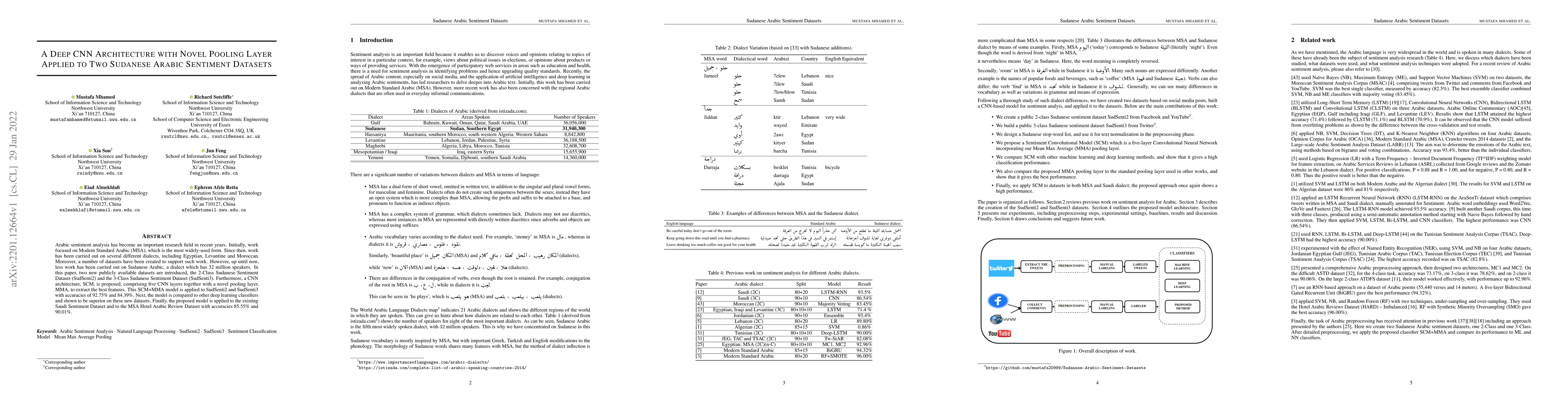 Thumbnail for A Deep CNN Architecture with Novel Pooling Layer Applied to Two Sudanese
  Arabic Sentiment Datasets