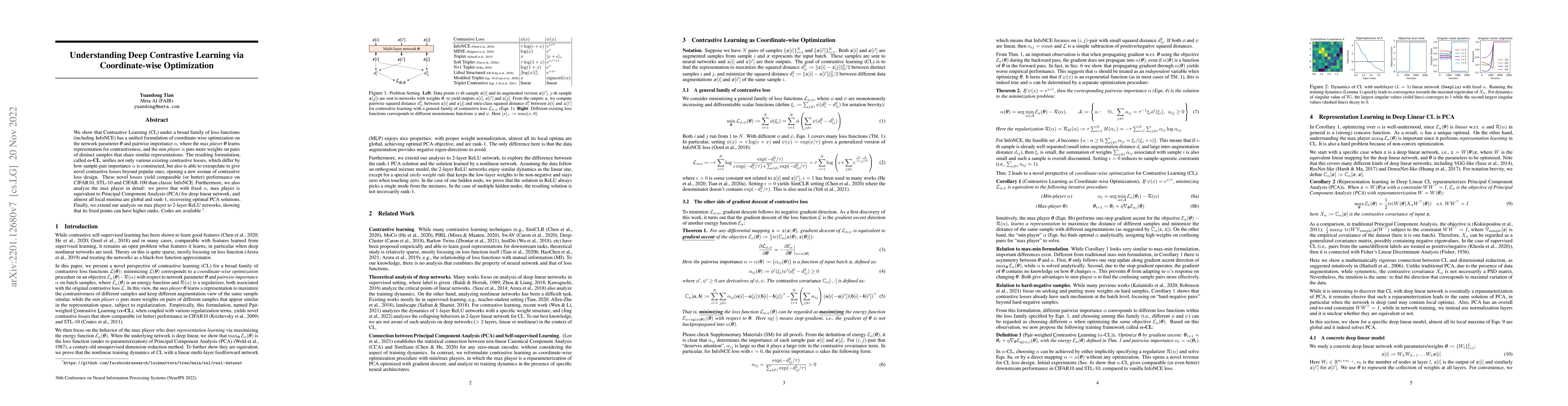 Thumbnail for Understanding Deep Contrastive Learning via Coordinate-wise Optimization