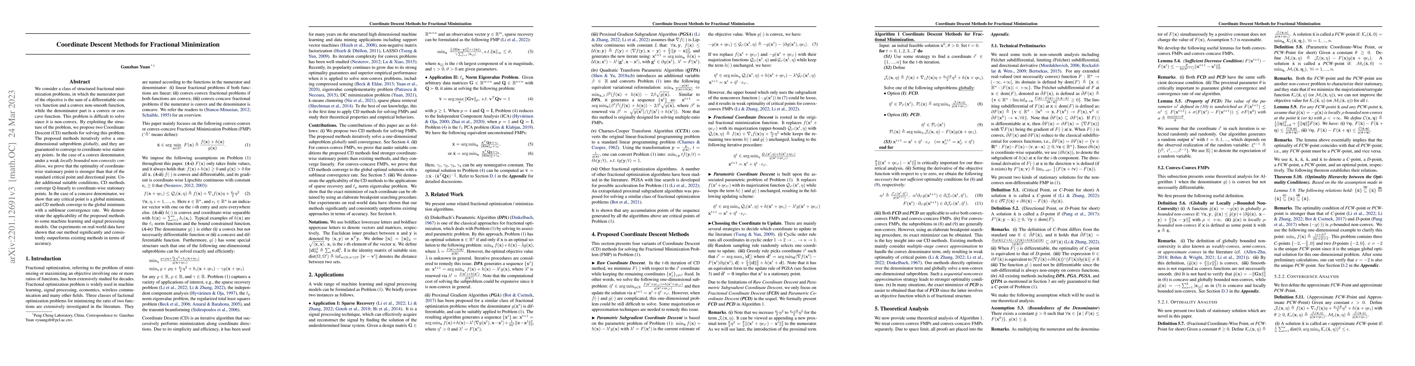Thumbnail for Coordinate Descent Methods for Fractional Minimization