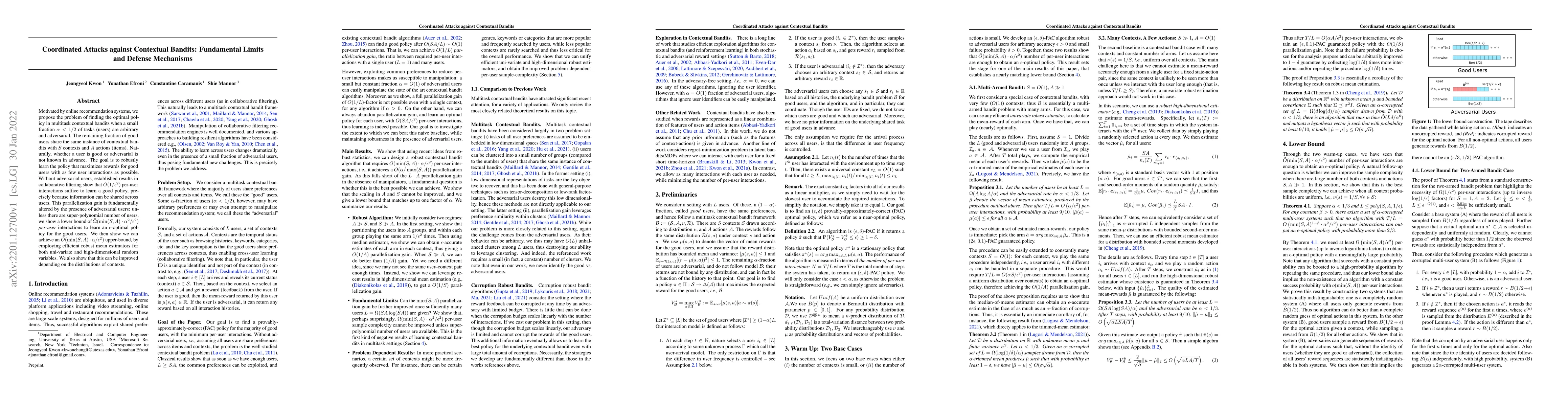Thumbnail for Coordinated Attacks against Contextual Bandits: Fundamental Limits and
  Defense Mechanisms