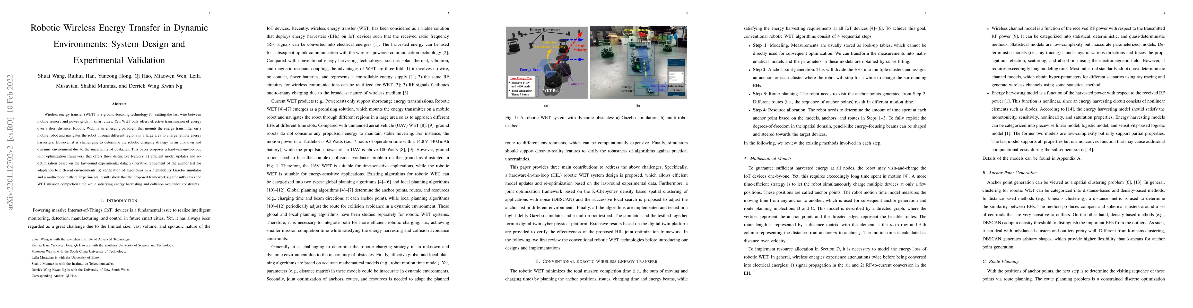 Thumbnail for Robotic Wireless Energy Transfer in Dynamic Environments: System Design
  and Experimental Validation