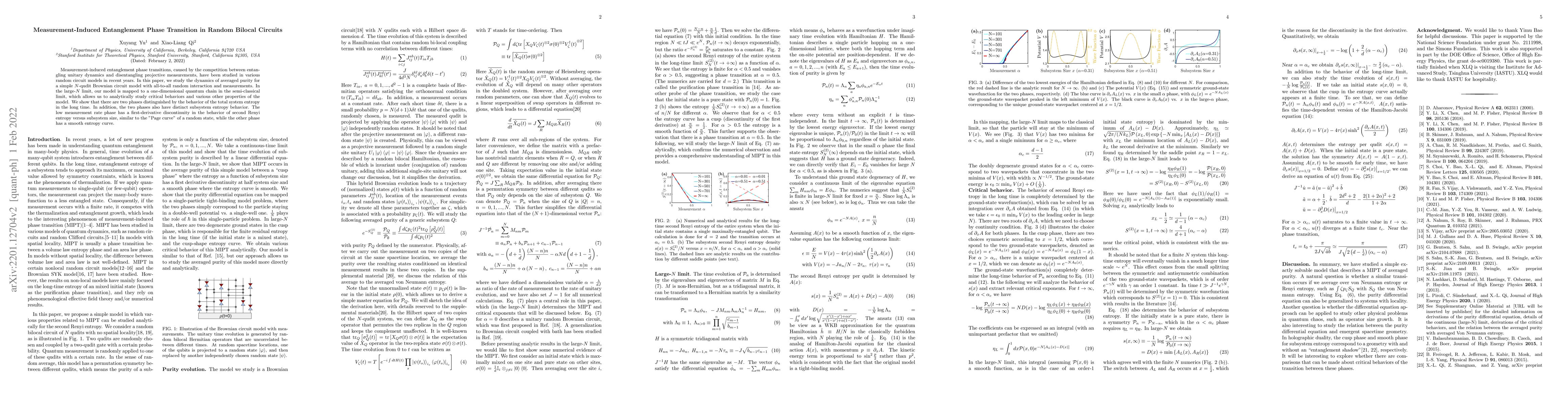 Thumbnail for Measurement-Induced Entanglement Phase Transition in Random Bilocal
  Circuits