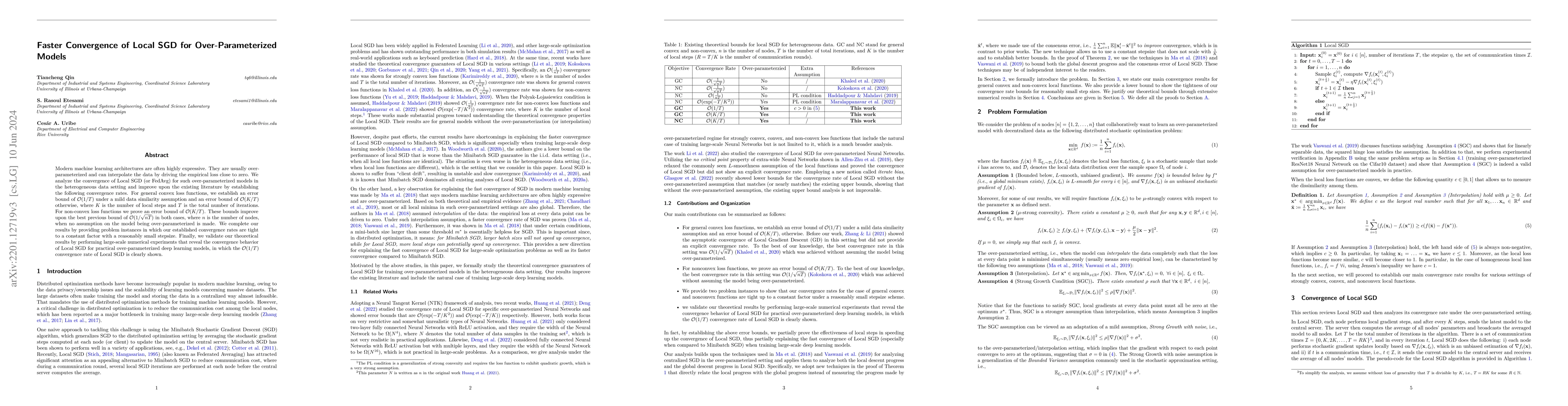 Thumbnail for Faster Convergence of Local SGD for Over-Parameterized Models
