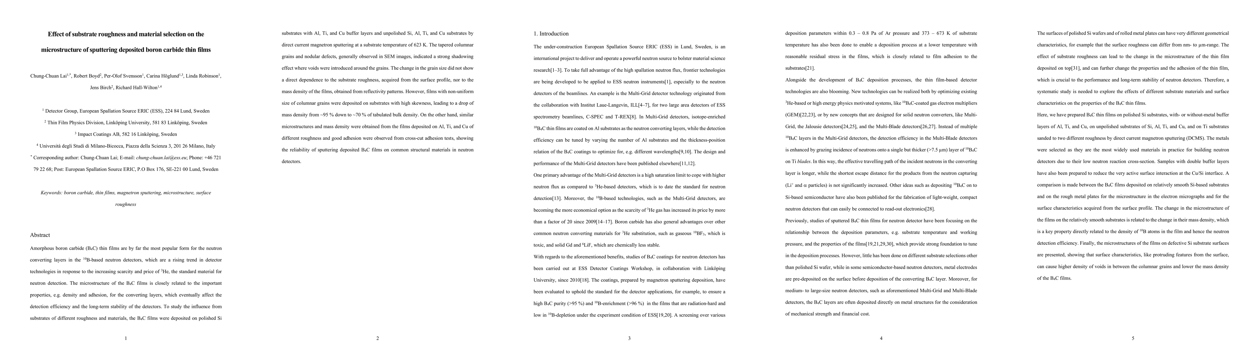 Thumbnail for Effect of substrate roughness and material selection on the
  microstructure of sputtering deposited boron carbide thin films