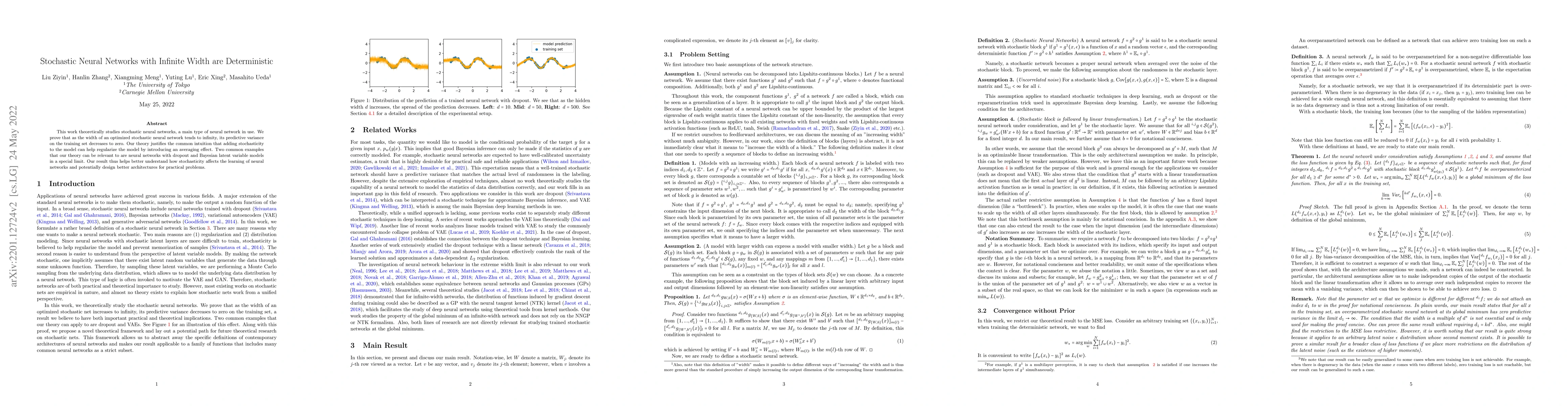 Thumbnail for Stochastic Neural Networks with Infinite Width are Deterministic