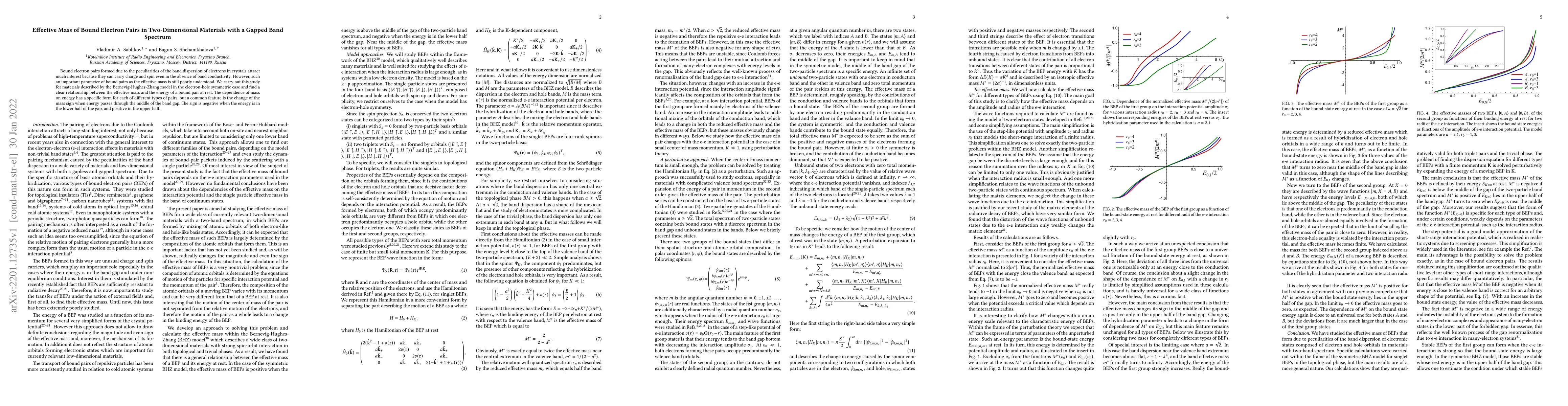 Thumbnail for Effective Mass of Bound Electron Pairs in Two-Dimensional Materials with
  a Gapped Band Spectrum