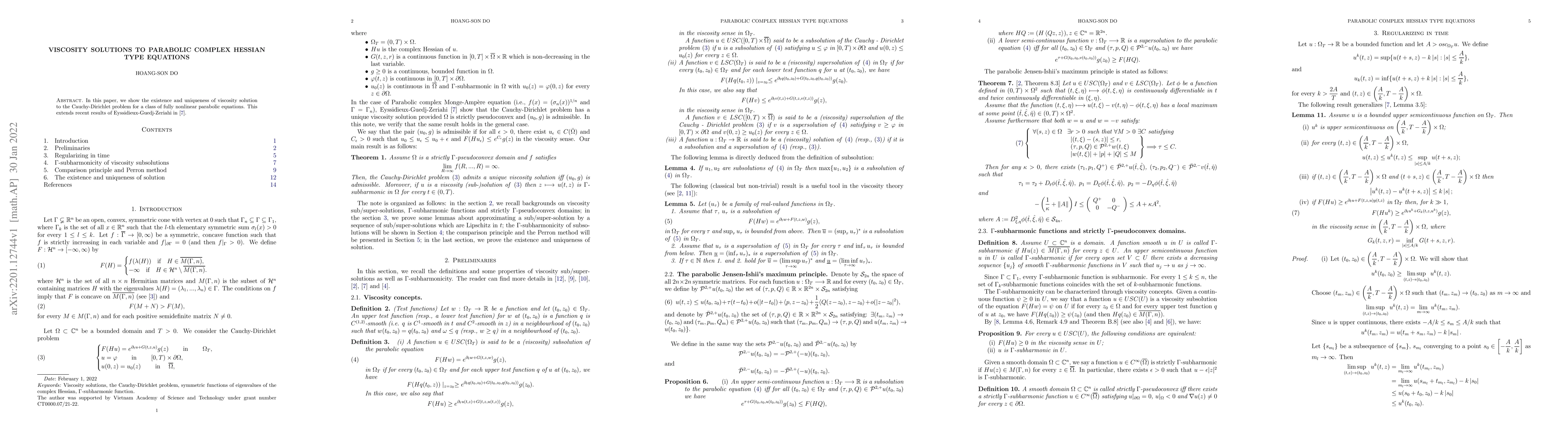 Thumbnail for Viscosity solutions to Parabolic complex Hessian type equations