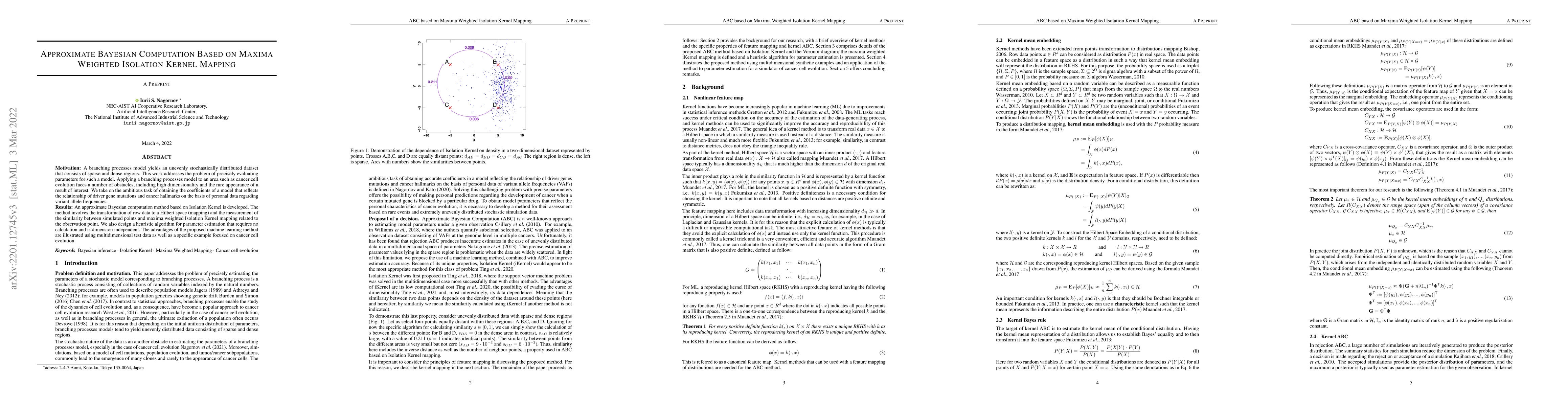 Thumbnail for Approximate Bayesian Computation Based on Maxima Weighted Isolation
  Kernel Mapping