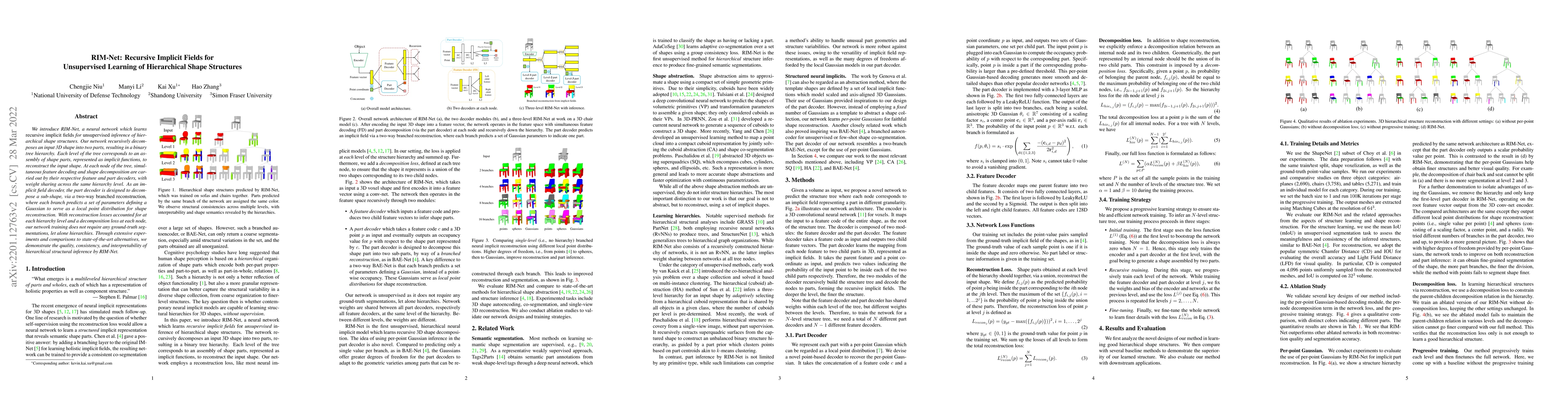 Thumbnail for RIM-Net: Recursive Implicit Fields for Unsupervised Learning of
  Hierarchical Shape Structures