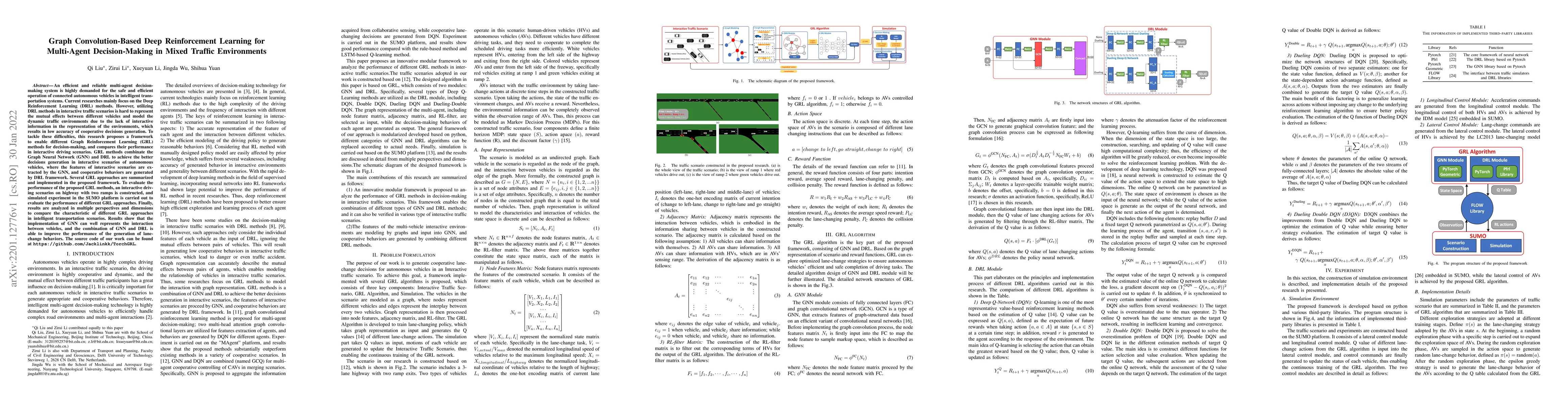Thumbnail for Graph Convolution-Based Deep Reinforcement Learning for Multi-Agent
  Decision-Making in Mixed Traffic Environments
