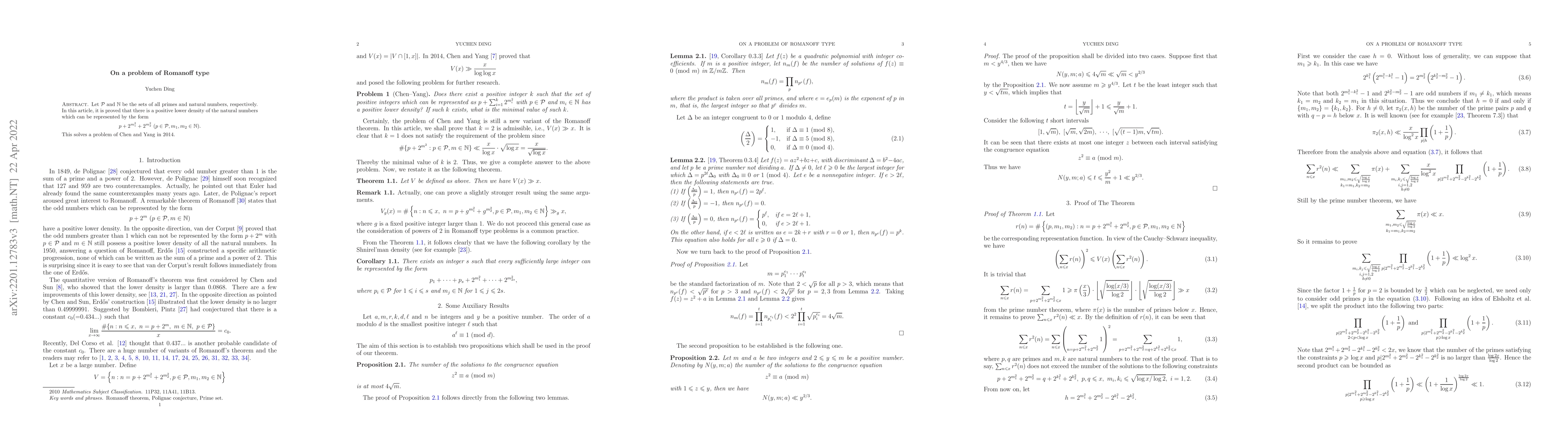 Thumbnail for On a problem of Romanoff type