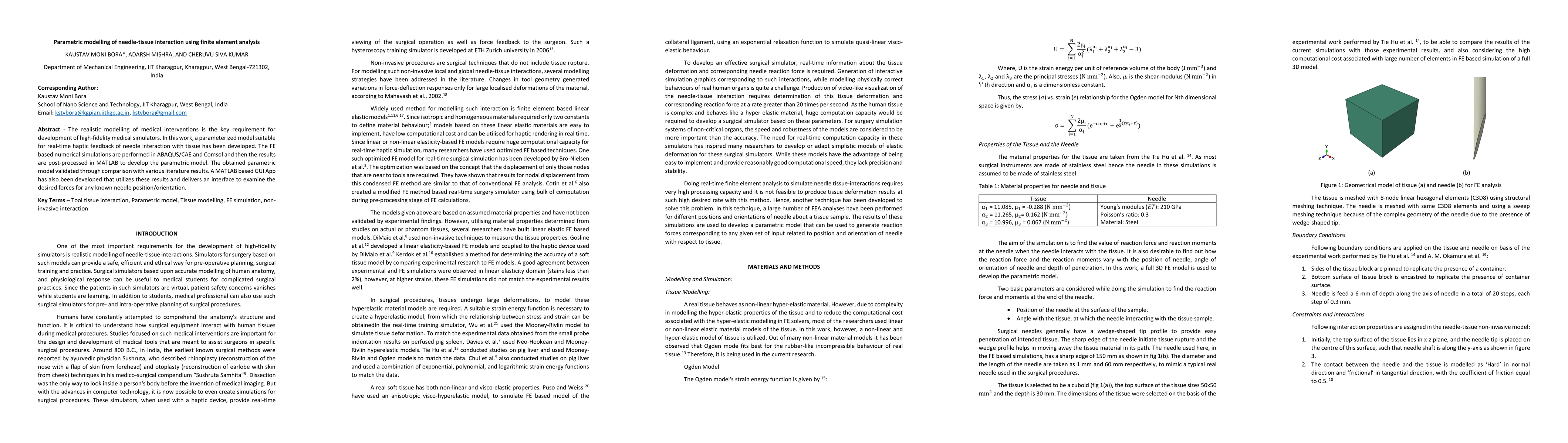 Thumbnail for Parametric modelling of needle-tissue interaction using finite element
  analysis