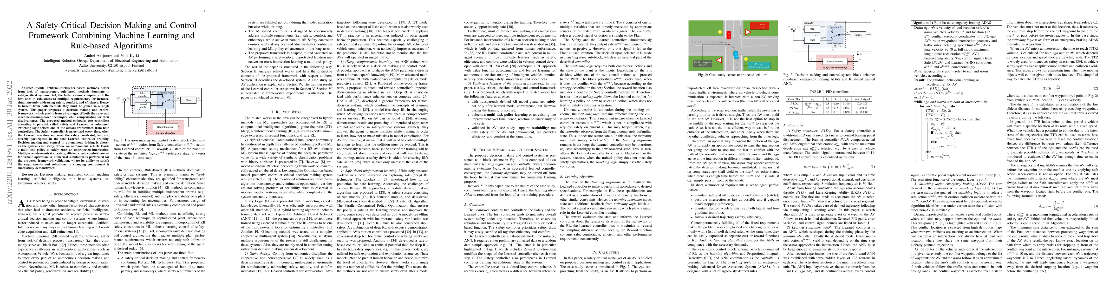 Thumbnail for A Safety-Critical Decision Making and Control Framework Combining
  Machine Learning and Rule-based Algorithms
