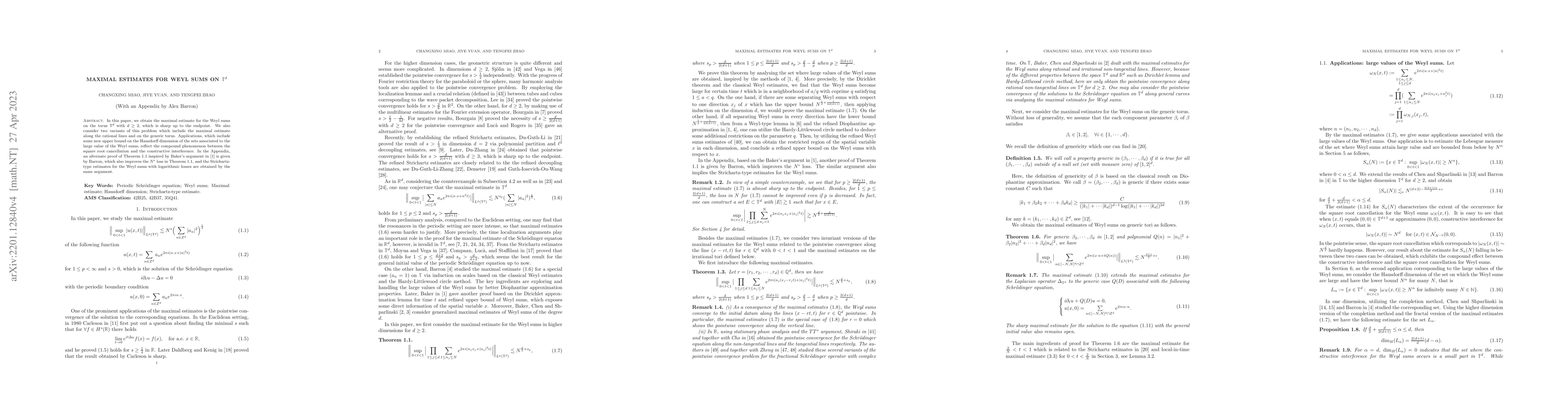 Thumbnail for Maximal estimates for the Weyl sums on $\mathbb{T}^{d}$ (with an
  appendix by Alex Barron)