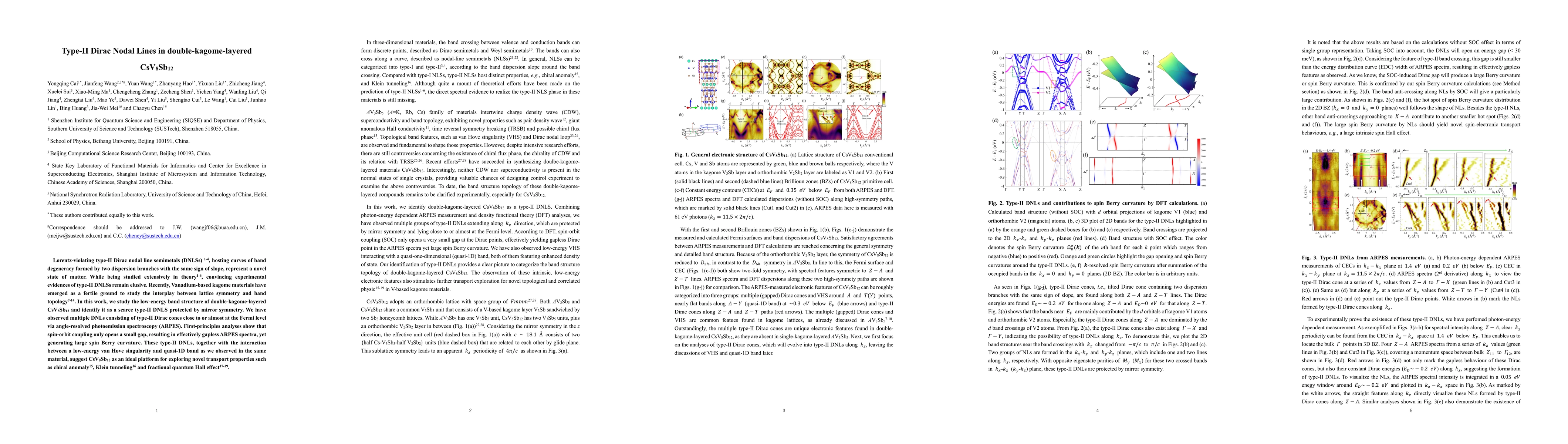 Thumbnail for Type-II Dirac Nodal Lines in double-kagome-layered CsV$_8$Sb$_{12}$