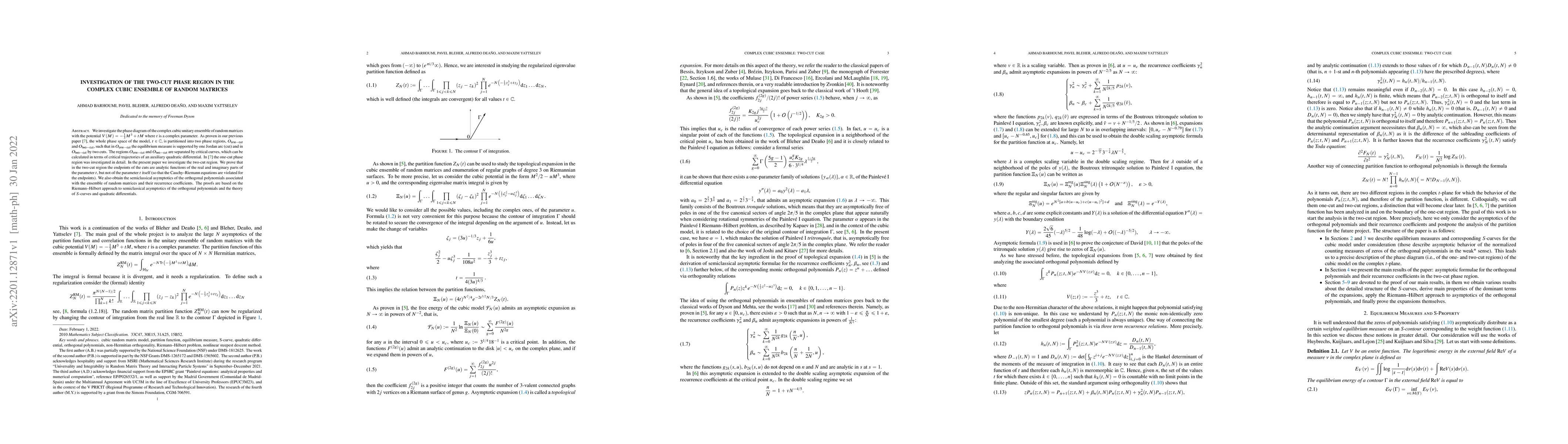 Thumbnail for Investigation of the two-cut phase region in the complex cubic ensemble
  of random matrices