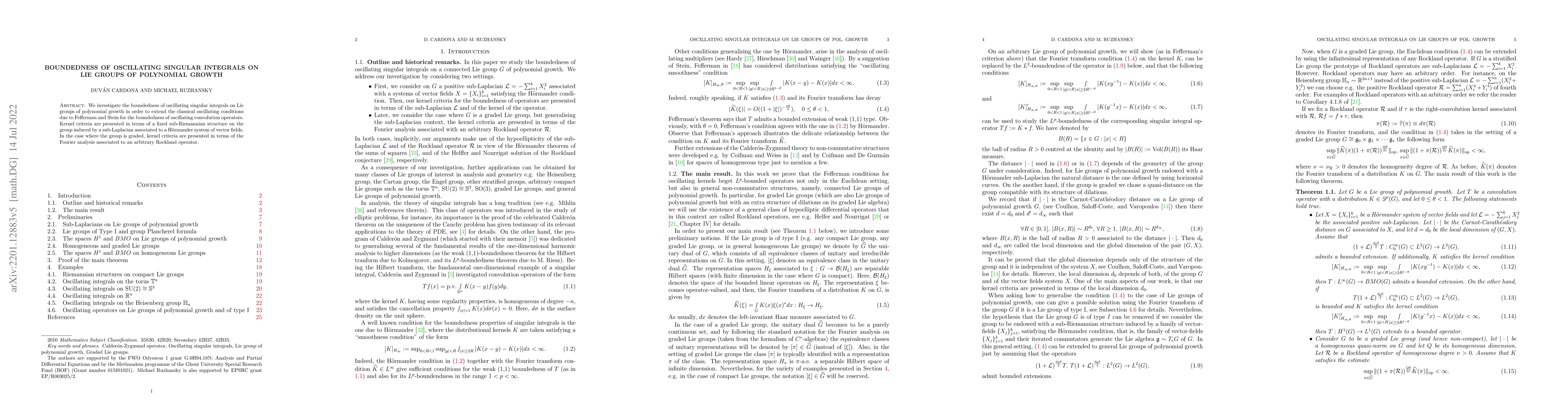 Thumbnail for Boundedness of oscillating singular integrals on Lie groups of
  polynomial growth