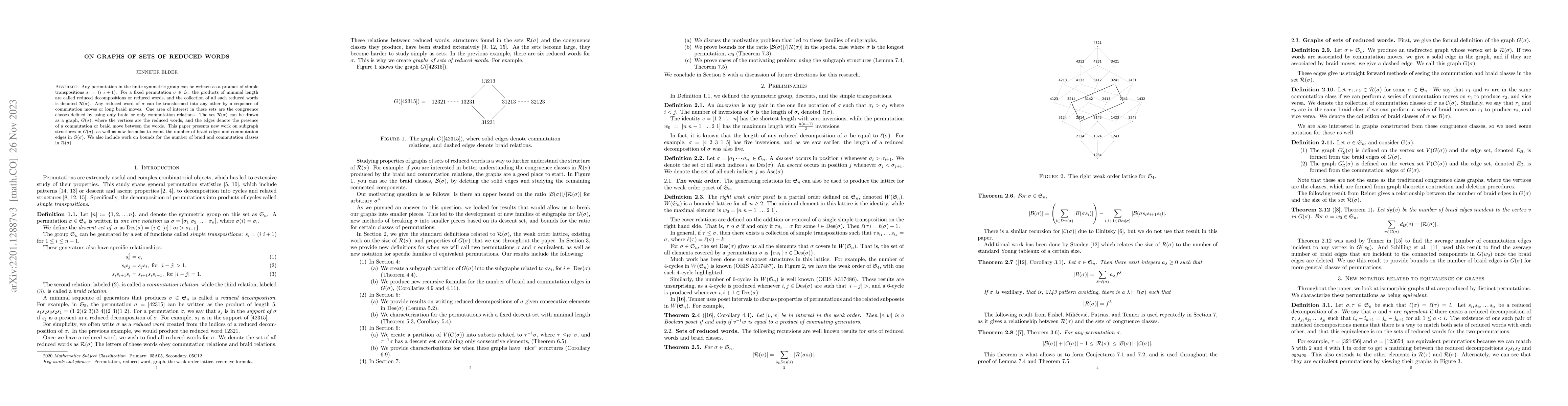 Thumbnail for On Graphs of Sets of Reduced Words