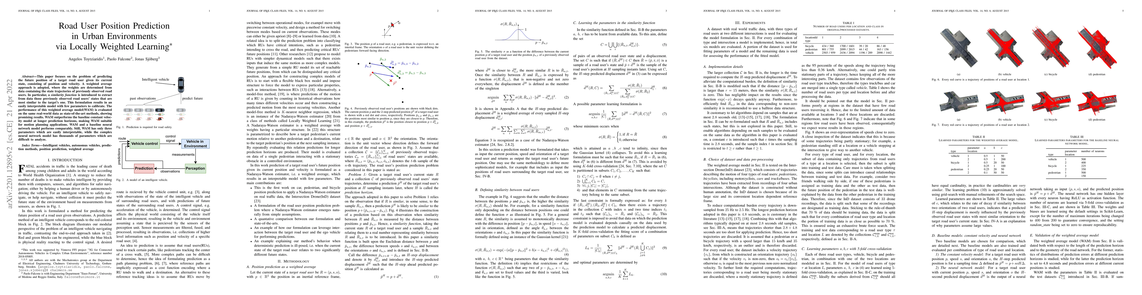Thumbnail for Road User Position Prediction in Urban Environments via Locally Weighted
  Learning