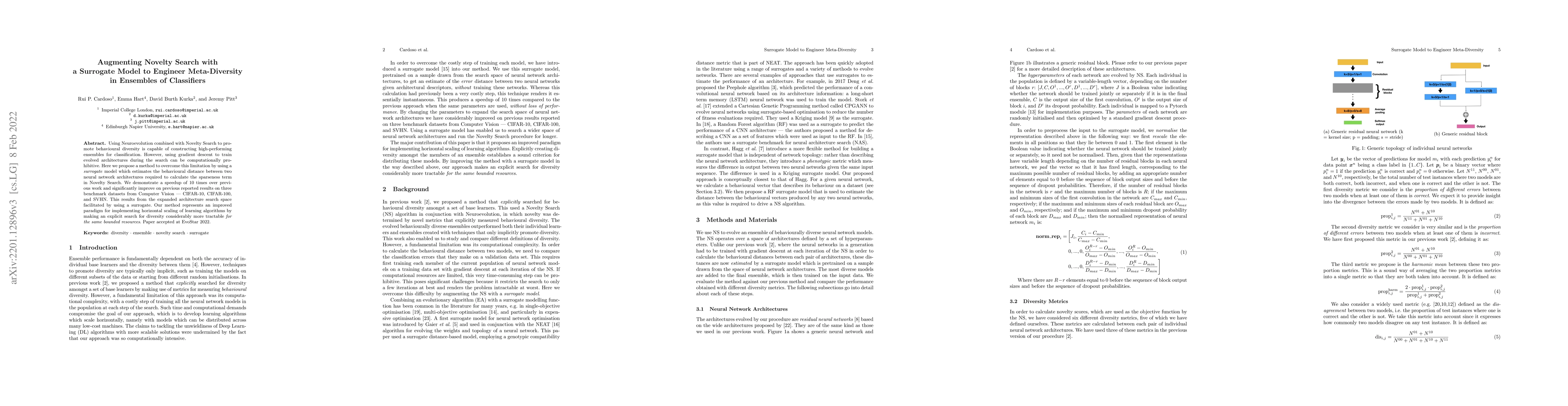 Thumbnail for Augmenting Novelty Search with a Surrogate Model to Engineer
  Meta-Diversity in Ensembles of Classifiers