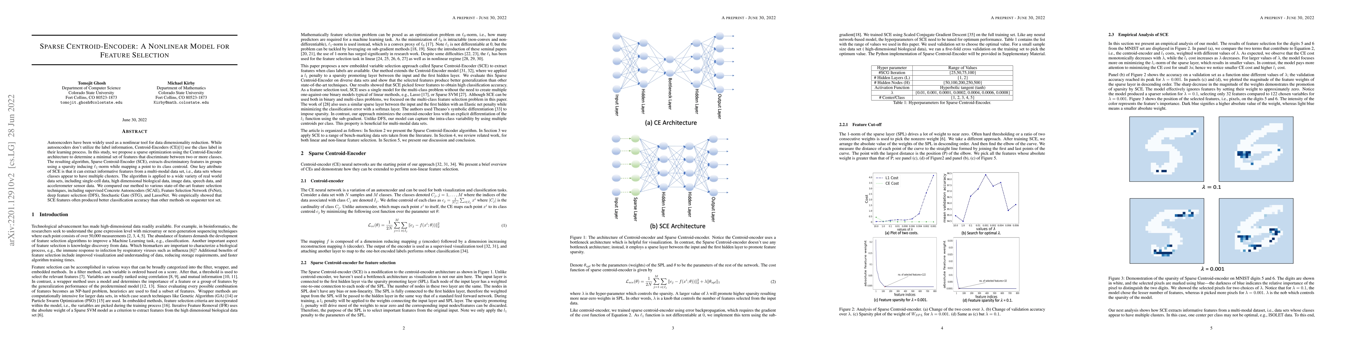 Thumbnail for Sparse Centroid-Encoder: A Nonlinear Model for Feature Selection