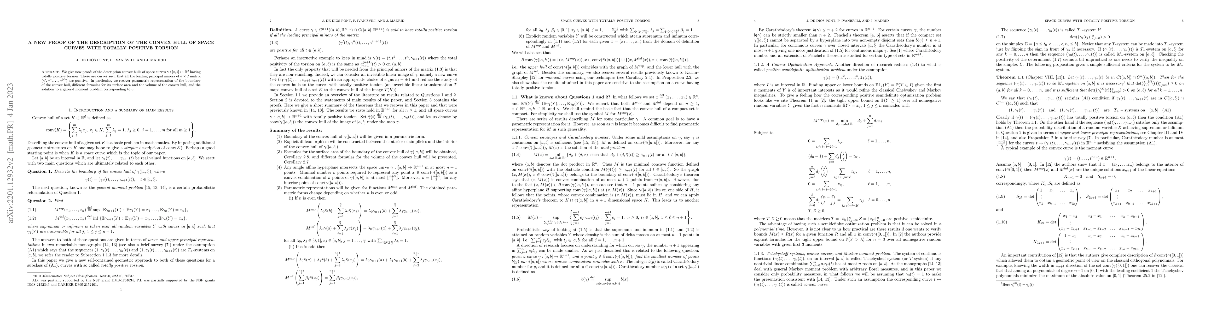 Thumbnail for A new proof of the description of the convex hull of space curves with
  totally positive torsion